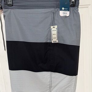 George Men's Gray and Black Striped Board Shorts